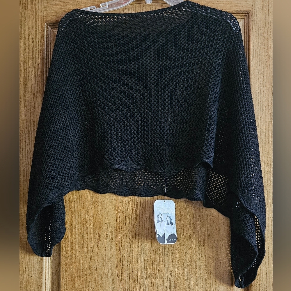 No Boundaries Black Knit Poncho